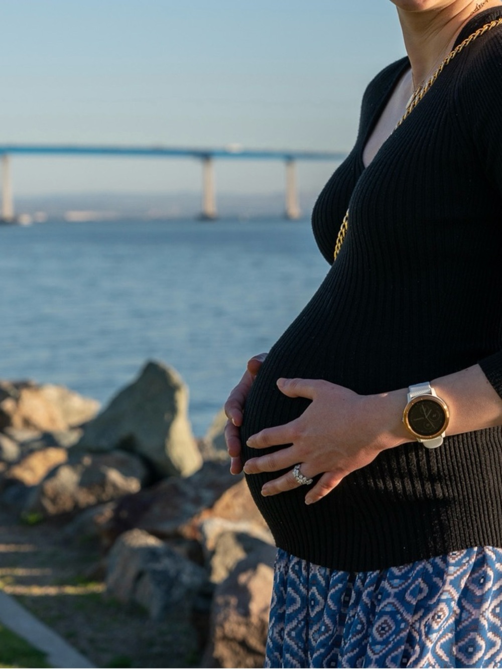 Hatch Maternity Top Long Sleeves Black V-neck Cotton Blend